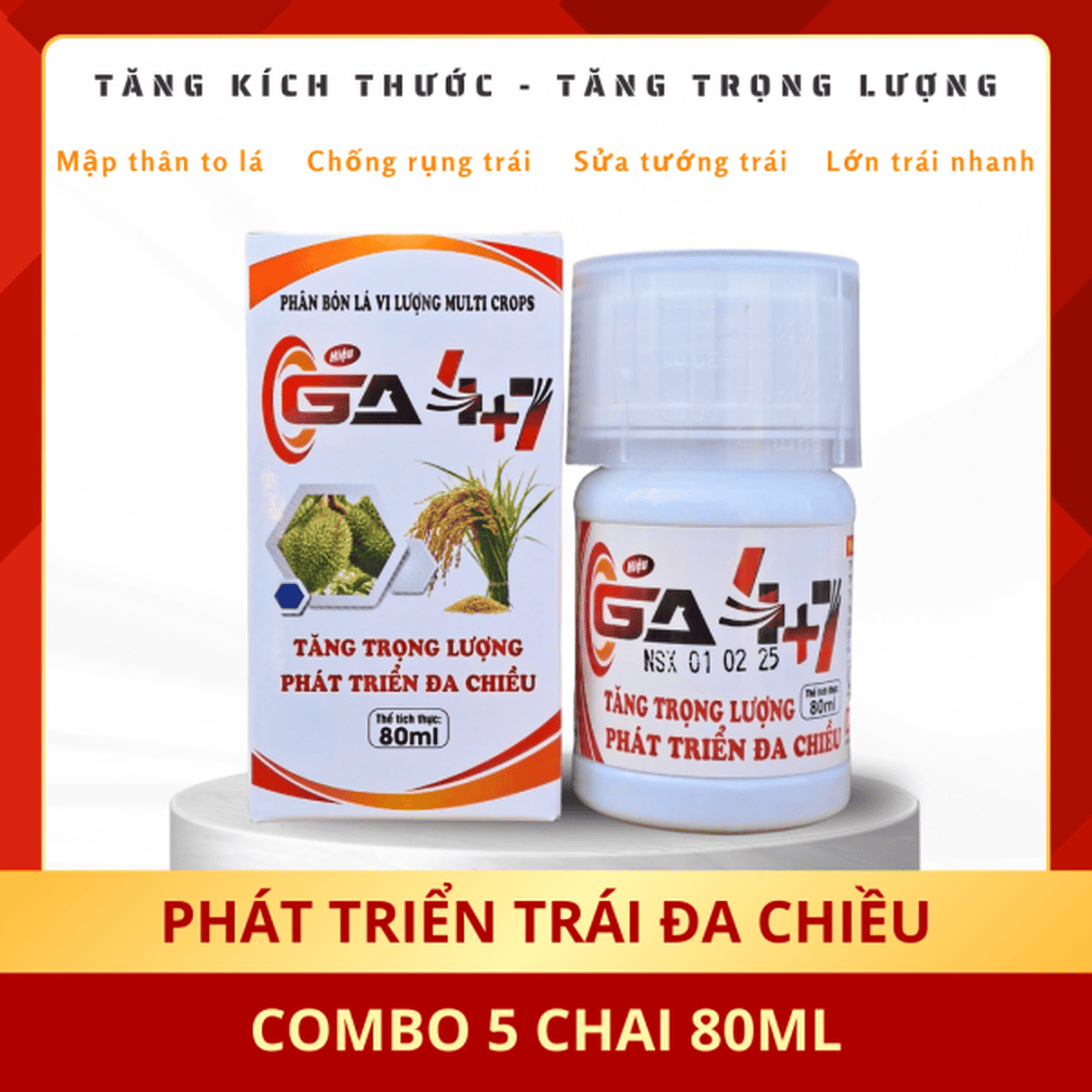 Phân bón lá GA4+7 (Combo 5 chai 80ml)