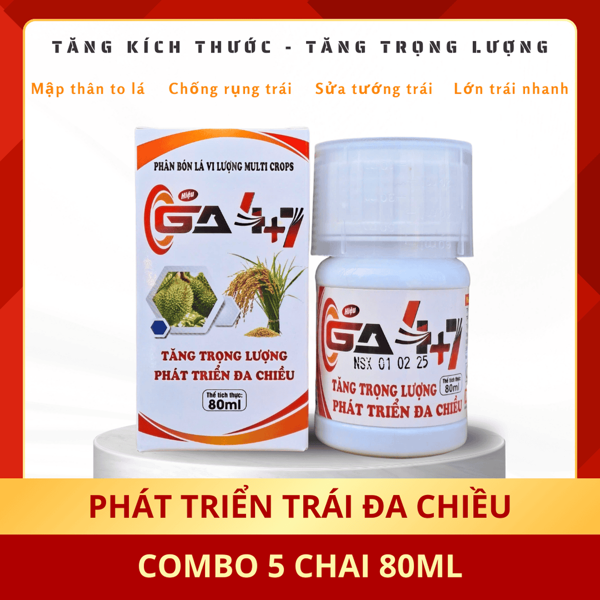 Phân bón lá GA4+7 (Combo 5 chai 80ml)